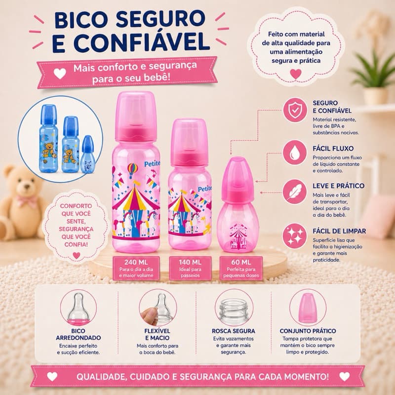 Kit Mamadeira Para Bebê Menino Menina Barata com Bico
