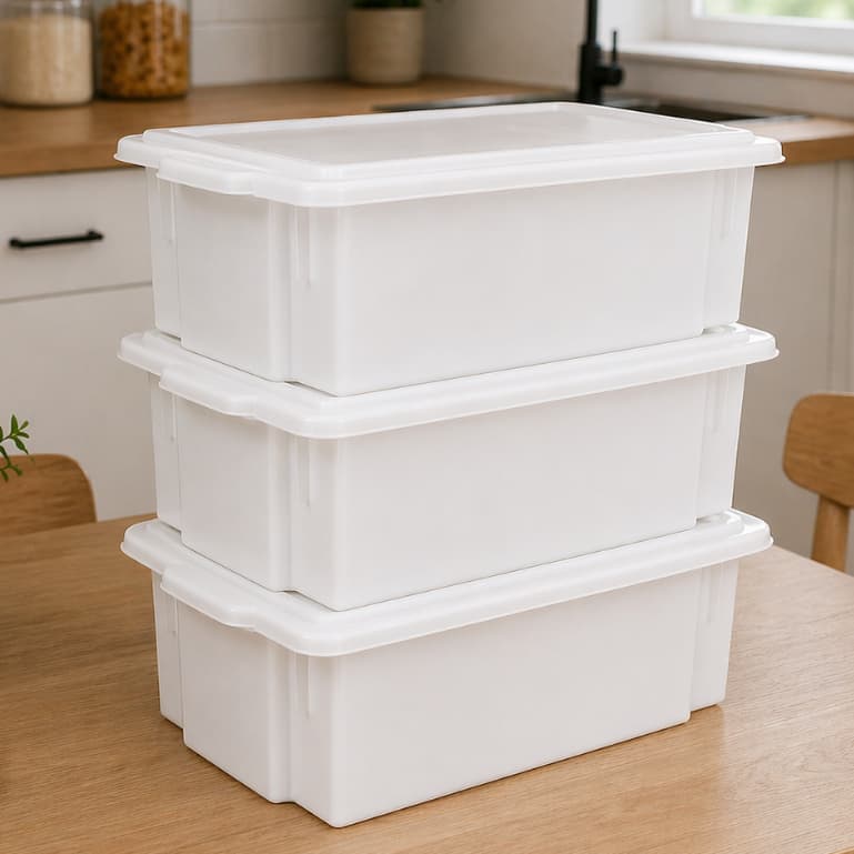 Kit 3 Caixas Organizadora 24,5 litros  Bioprátika Multiuso Cozinha Freezer Resistente Pleion