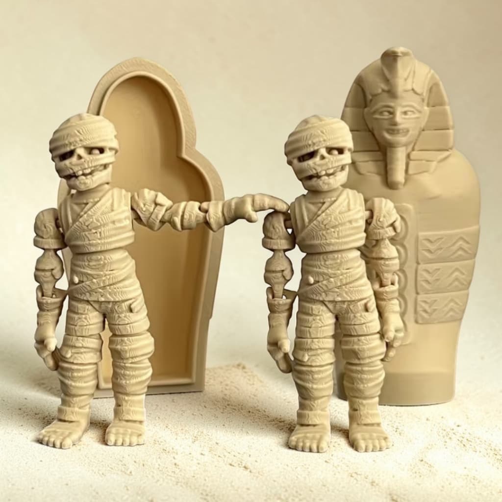 Boneco Múmia Articulada com Sarcófago Articulações Móveis Figura Faraó Egípcio Estilo Retrô