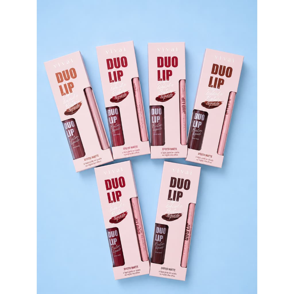 Lápis Labial + Batom Líquido Matte Vivai Duo Lip Longa Duração 2 em 1