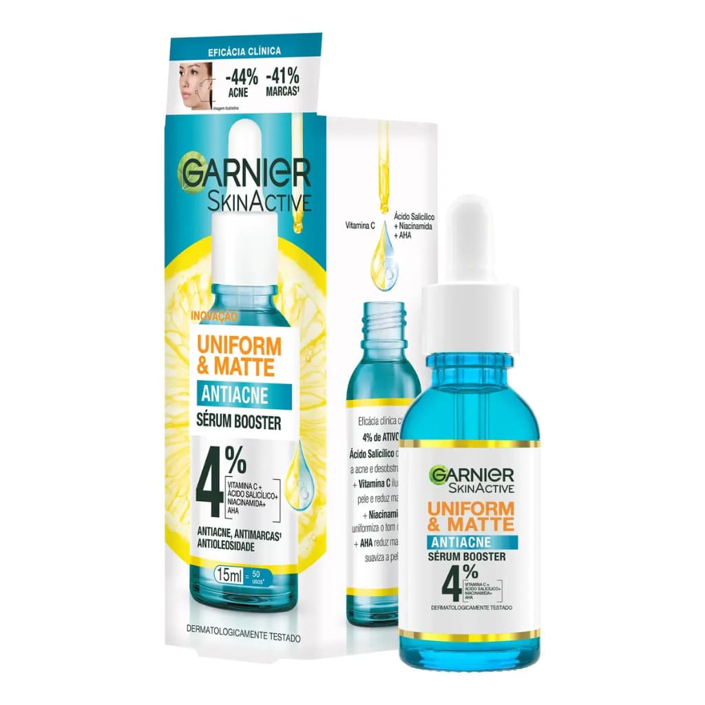 Lóreal Garnier Sérum Facial Antiacne, Reduz Espinhas e Marcas Efeito Matte Antioleosidade Vitamina C