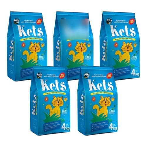 Areia Sanitária Kets Para Gatos Alta Absorção Sem Odor Kit 5
