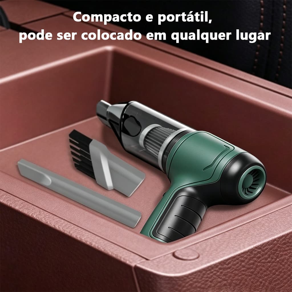 Aspirador de pó portátil 4 em 1 de alta potência e recarregável, ideal para limpar carros, carpetes e gavetas.