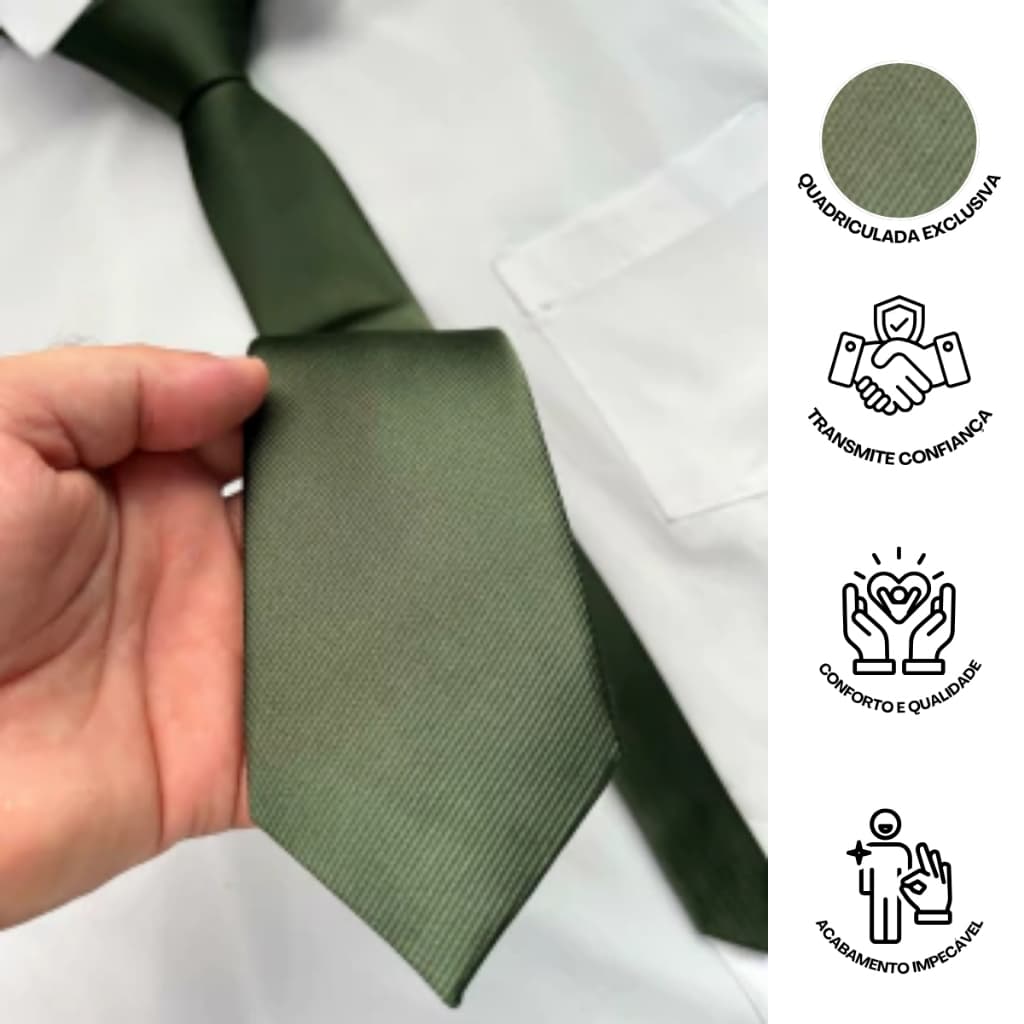 Gravata Masculina Slim Verde Musgo Social 6cm Jacquard Para Terno Camisa Evento