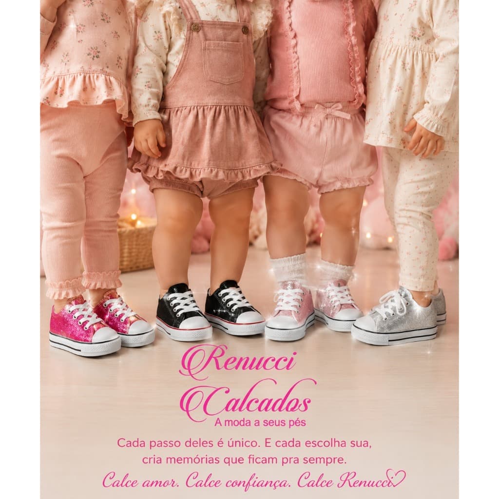Tênis Infantil Menina Baby Glitter Lançamento Confortável e Estiloso