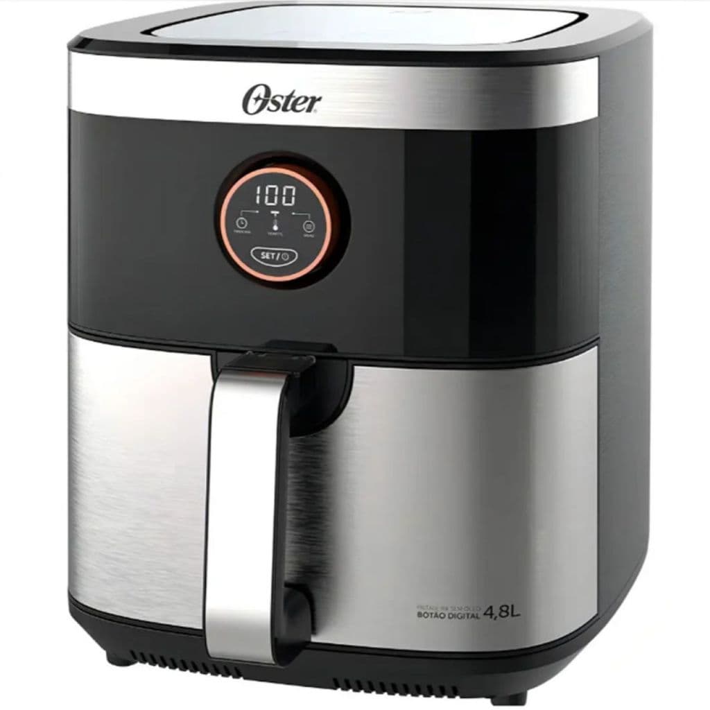 Air Fryer Oster Digital 4,8L Black Inox 1500W Fritadeira Sem Óleo OFRT660 Preta