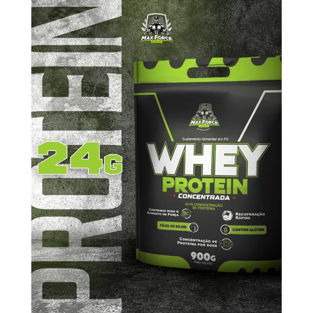 WHEY PROTEIN PREMIUM REFIL 900G MAX FORCE NUTRITION CONCENTRADO 24G DE PROTEINA SABOR CHOCOLATE