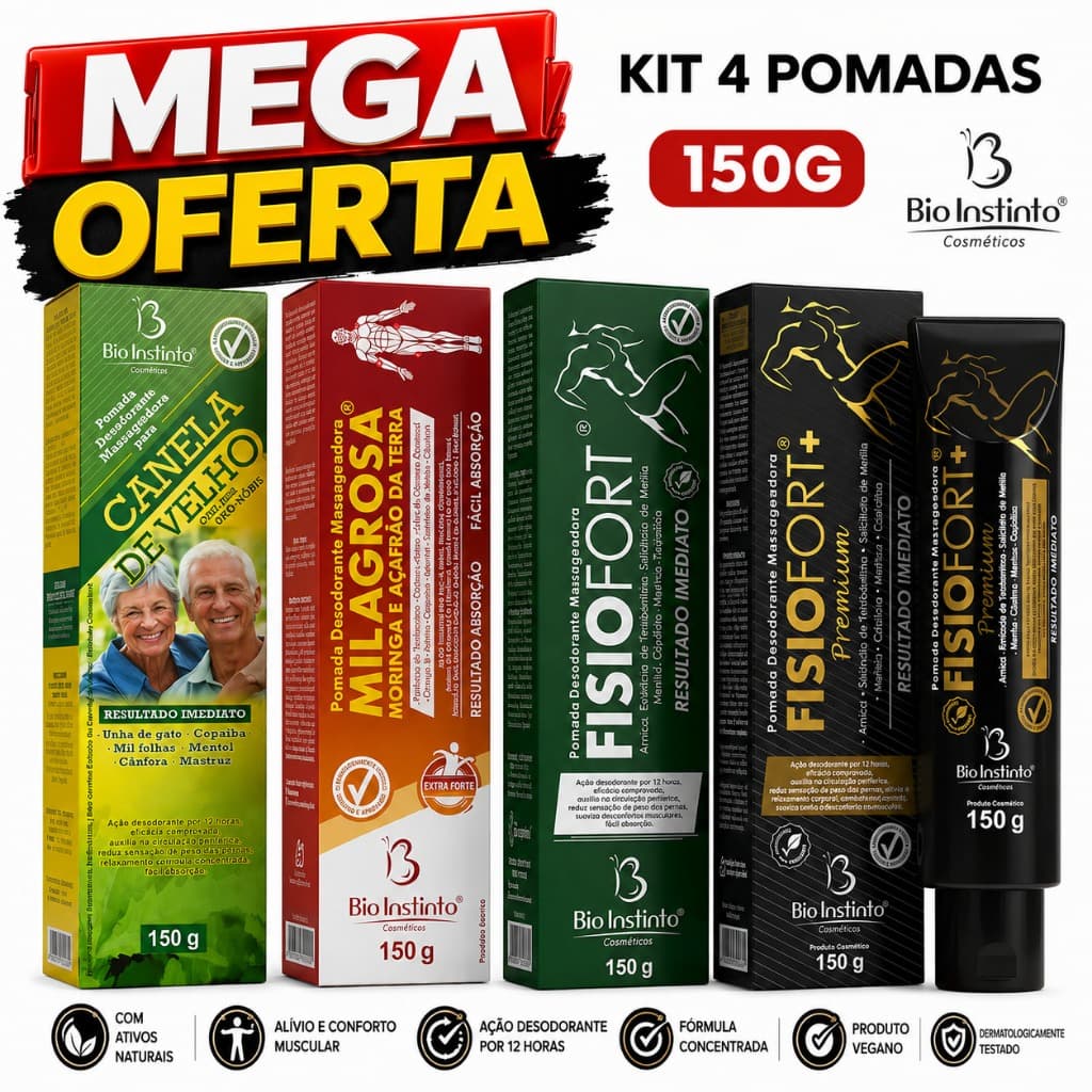 🏃‍♂️Kit 4 Pomadas Massageadoras 150g🏃‍♂️✨ O cuidado que seu corpo merece. ✨