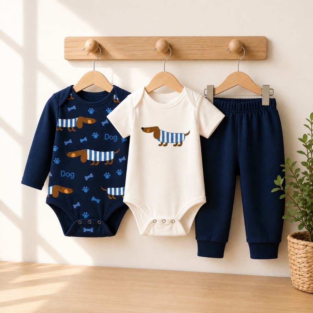Kit Conjunto Bebê 3 Peças Trio Algodão: Body Calça Mijão ou Regata Shorts Estampas Divertidas Enxoval Menino Verão Inver