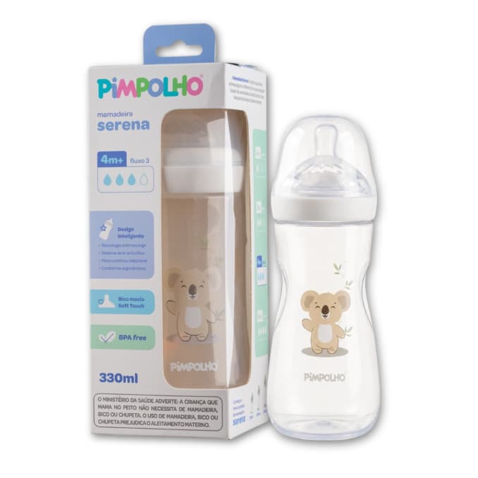 Mamadeira Anticólica 330ml Silicone Pimpolho Bebê Soft Touch