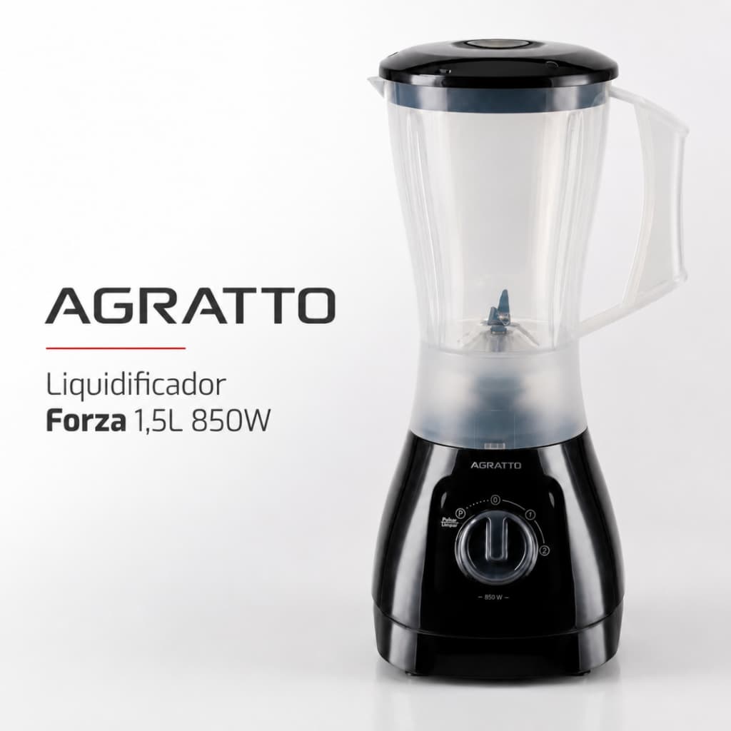 Liquidificador Agratto Forza 1,5L 850W Potente Copo Resistente Cozinha Sucos Vitaminas 127V 220V Top