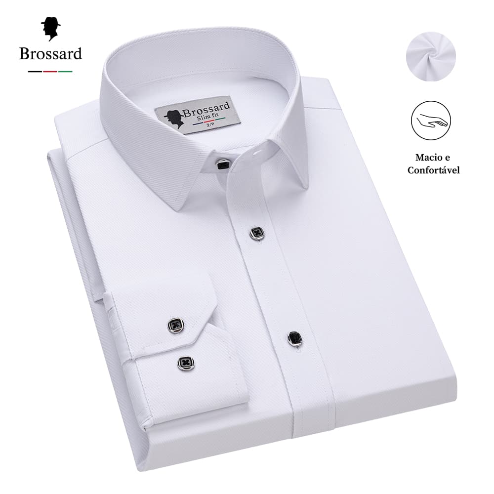 Camisa Social Masculina Manga Longa Estilosas Slim Não amassa Blusa Algodão Trabalho Diário e Casual