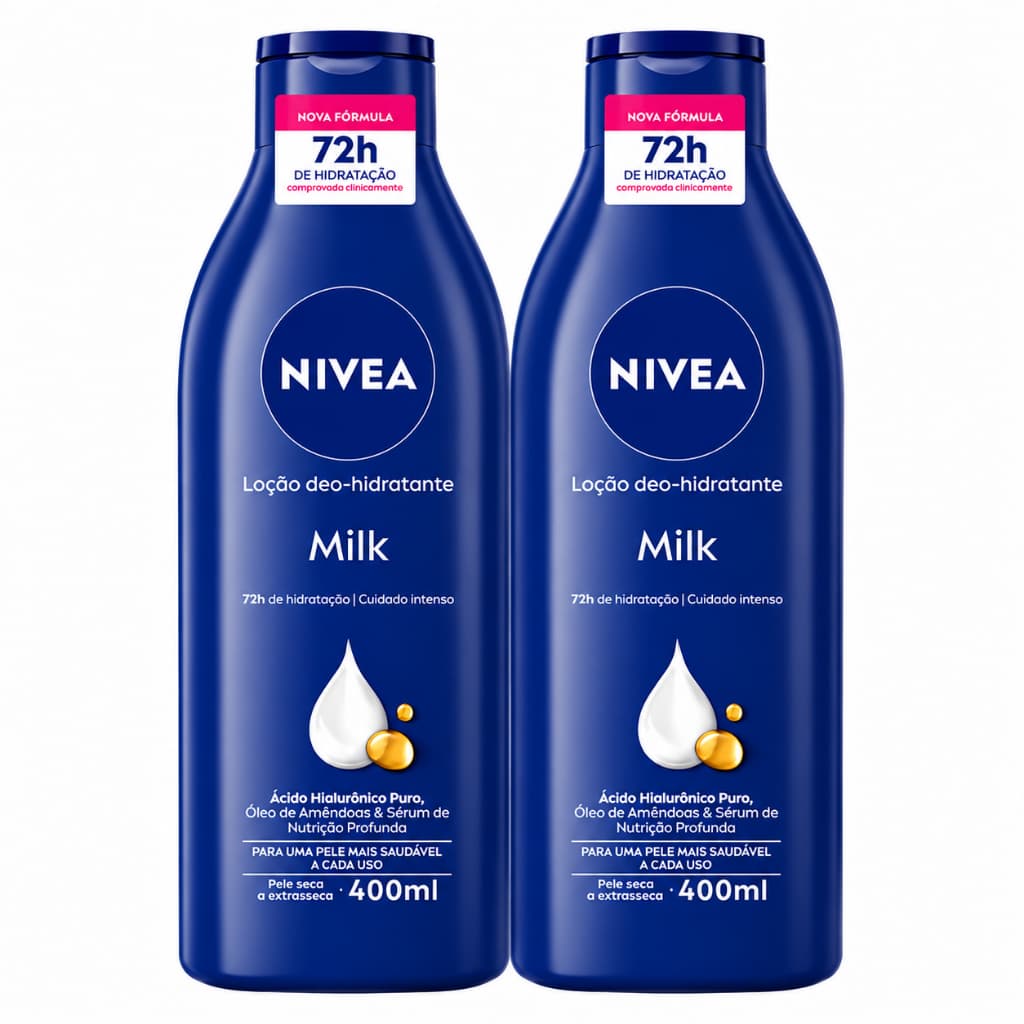 Kit Nívea 2 Hidratante Pele Seca e Pele Muito Seca Hidratação Profunda 72h 400ml