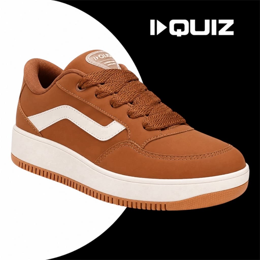 Tênis feminino Quiz marrom caramelo casual confortável moderno dia a dia tendência