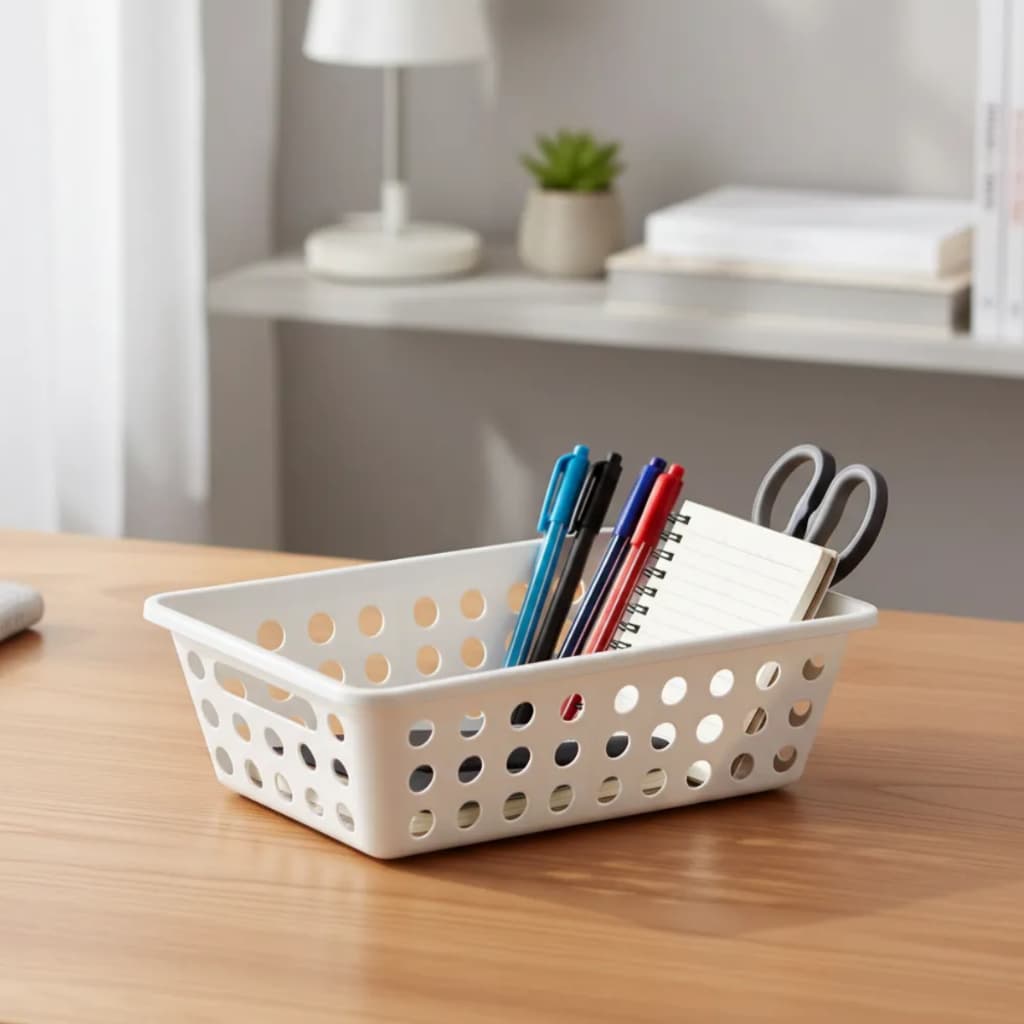 Kit 4 Cesto Cestinhos Organizadores Multiuso Médio 29x19x8cm Para Armário Lavanderia Gaveta Cozinha Ariplas