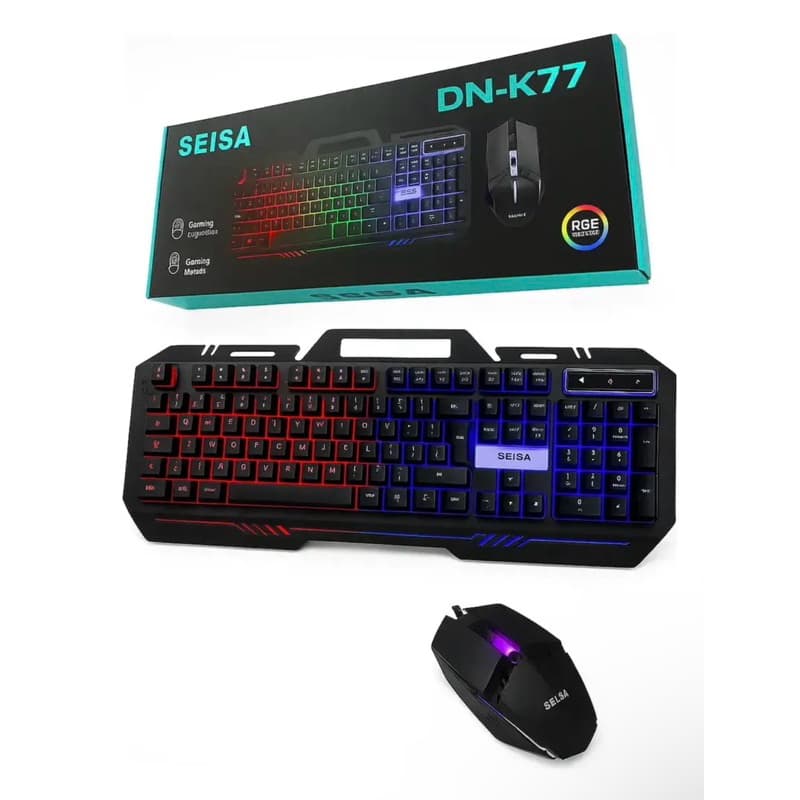 Kit Teclado + Mouse Gamer+Mouse Pad RGB LED–USB, Iluminado, Alta Performance para PC e Notebook