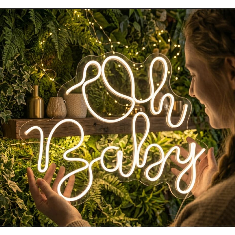 Painel Luminária Oh Baby Led Neon 40x30 cm
