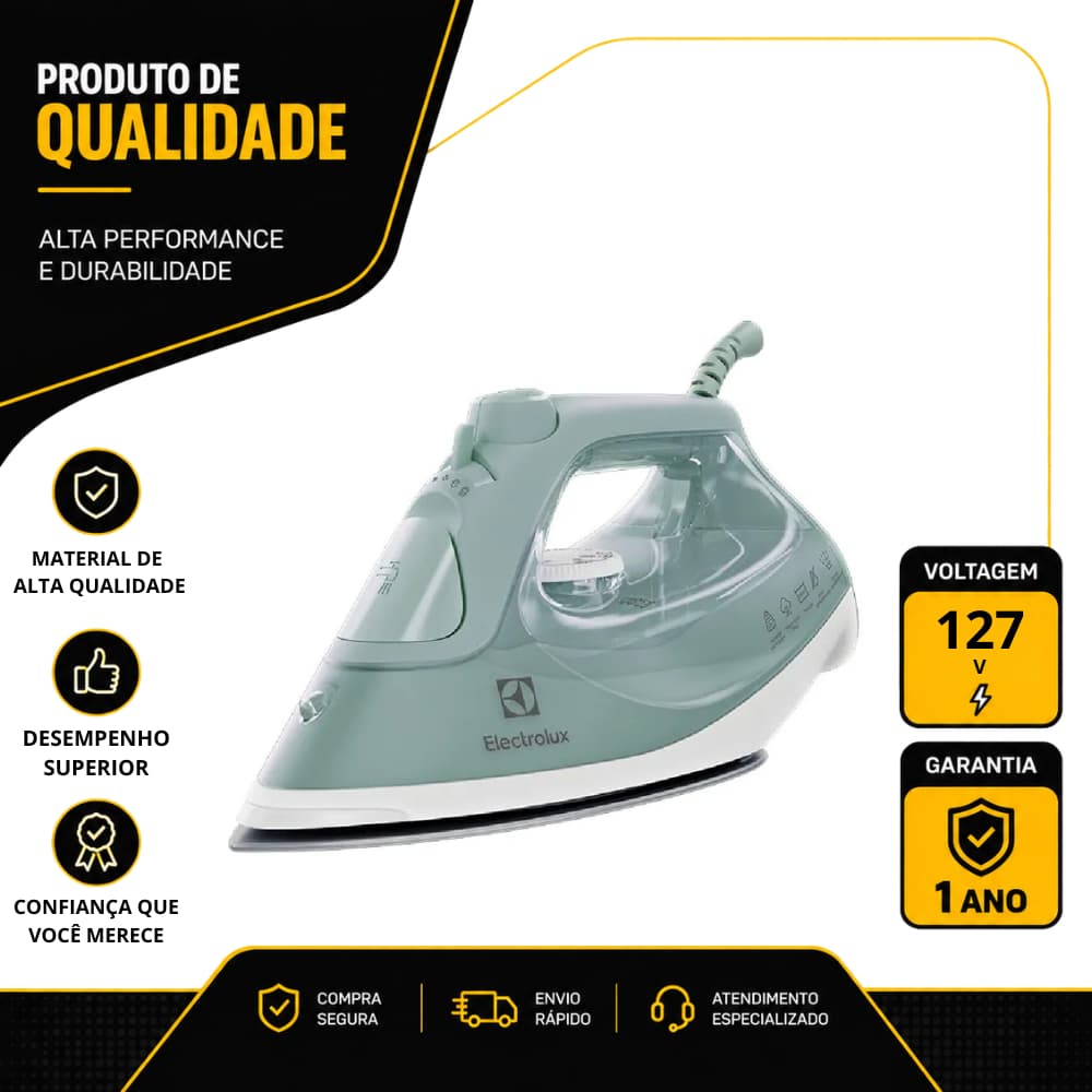 FERRO ELECTROLUX DE PASSAR A VAPOR E SECO EXPERIENCE COM POWERVAPOUR VERDE CLARO 127V ESI51
