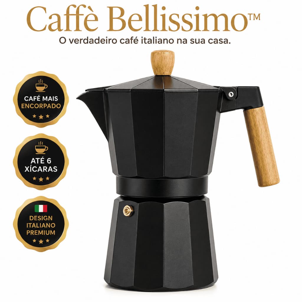 Cafeteira Italiana 6 X 300ml Café Expresso  Alumínio Premium