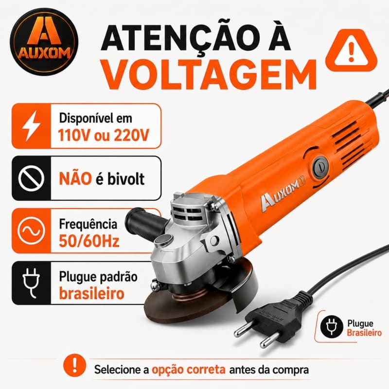 Esmerilhadeira Angular AUXOM 750W 115mm 4 1 2 11000RPM Profissional para Corte Desbaste e Polimento