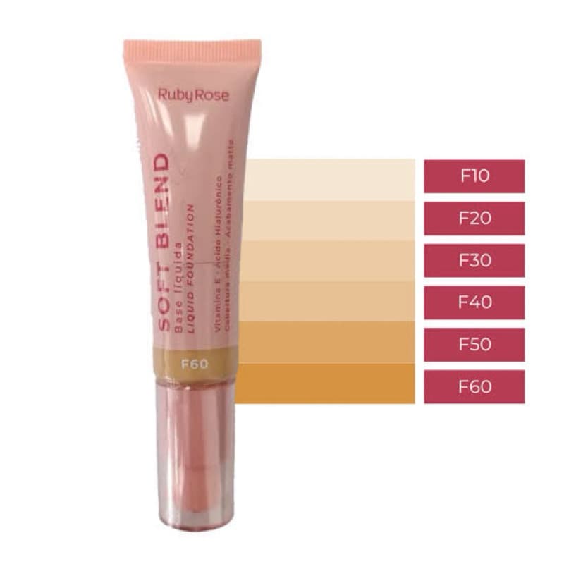Base Líquida Linha Rose hbm301 Ruby Rose Soft Blend - Acabamento Matte e Controle de Oleosidade