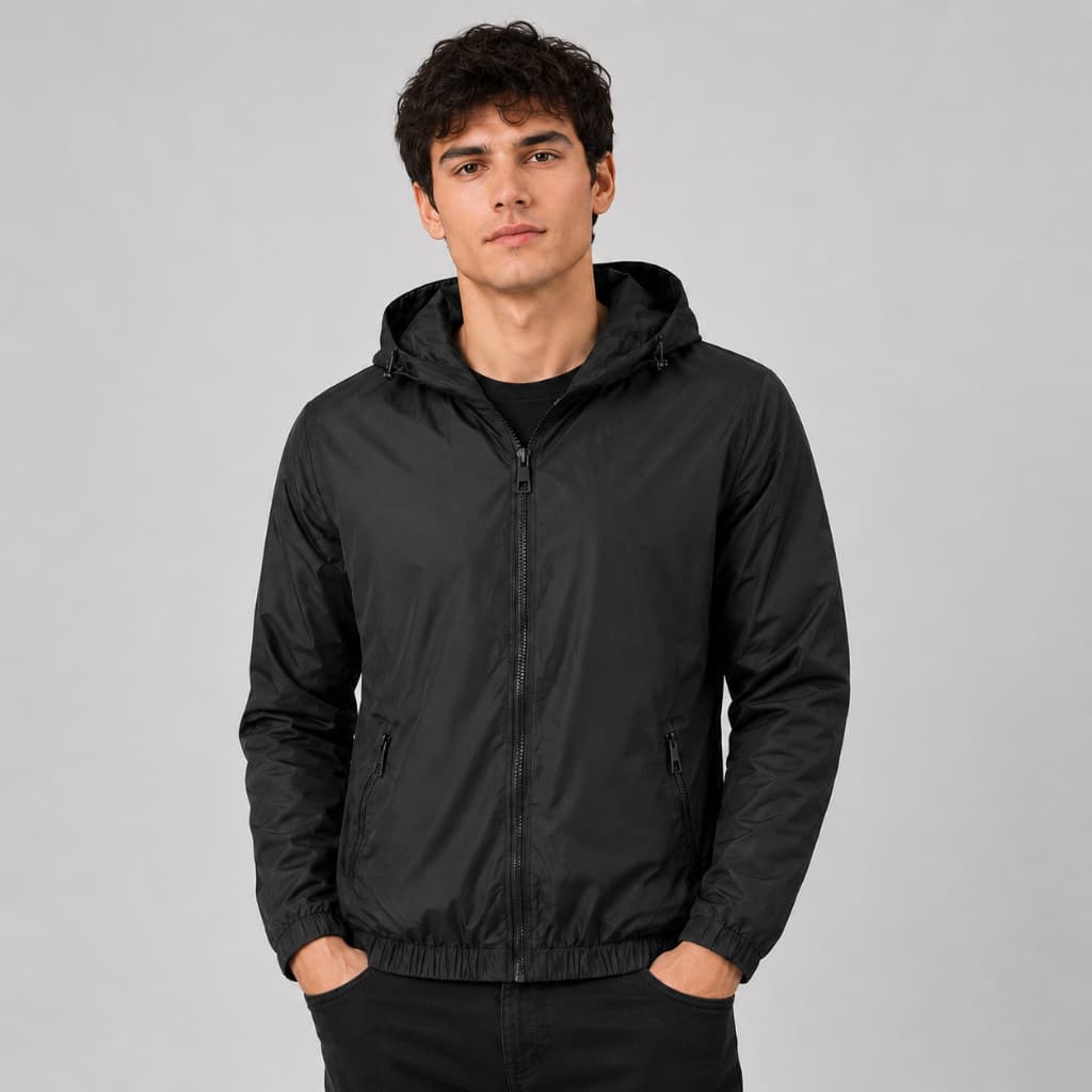 Corta Vento Jaqueta Masculina Com Capuz Dupla Camada Leve Esportiva Casual Com Bolsos Zíper