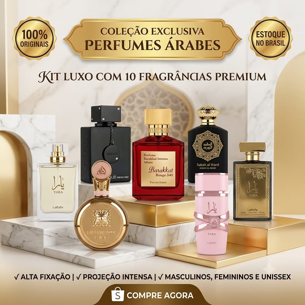 Kit Perfumes Árabes Importados 10 Fragrâncias Originais 100ml Masculino Feminino e Unissex