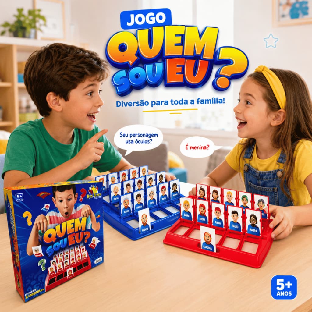 Jogo Quem Sou Eu? Jogos Infantil Educativo Tabuleiro Diversão em Família