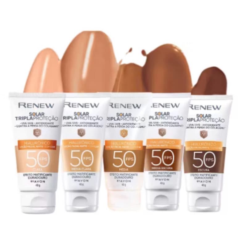 Protetor Solar Facial Renew FPS 50 com Cor, 40g ( PELE NEGRA).