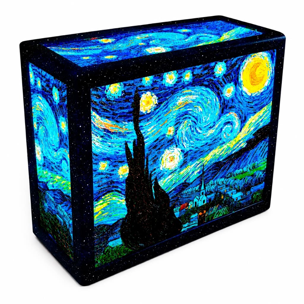 Luminária Abajur LED 3D A Noite Estrelada de Van Gogh - Decoração Criativa