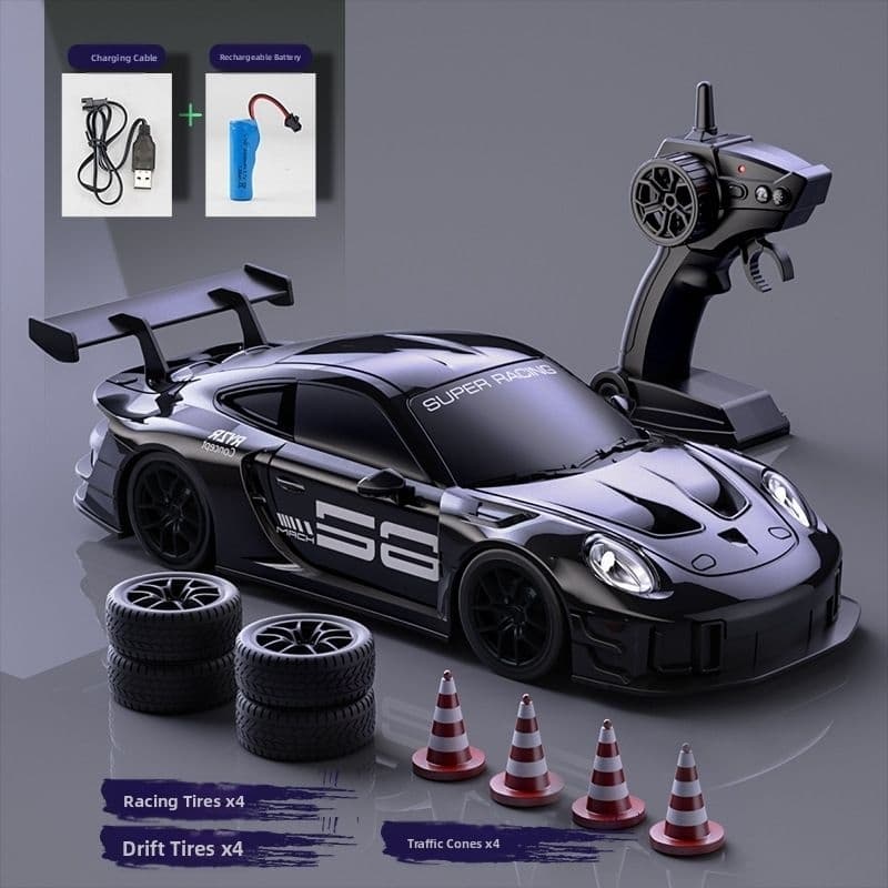 Carrinho de Controle Remoto drift Nissan GTR - Tração 4WD e Luzes LED Neon