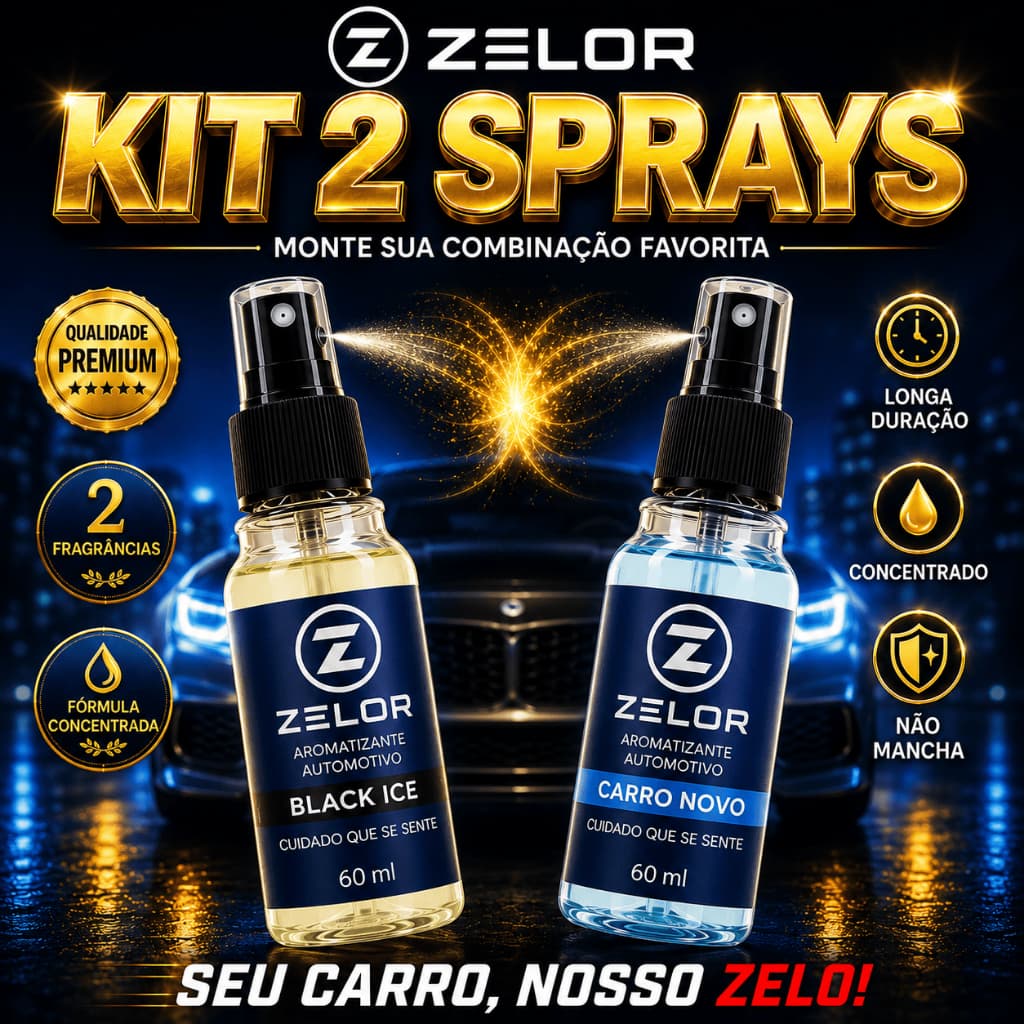 Kit 2 Aromatizante Automotivo Spray 60ml Cheirinho Carro Concentrado Zelor Perfume Duradouro
