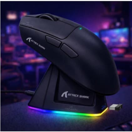Mouse Gamer Attack Shark X11 PRETO  Sem Fio 22.000 DPI Ultra Leve 63g, Tri-Mode (2.4G/Bluetooth/USB)