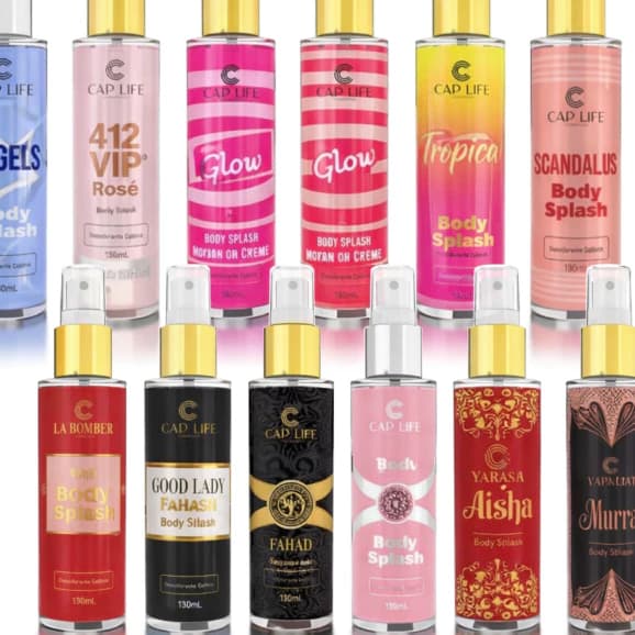 Kit 12 Body Splash Cap Life 130ml Feminino e Unissex Fragrâncias Importadas