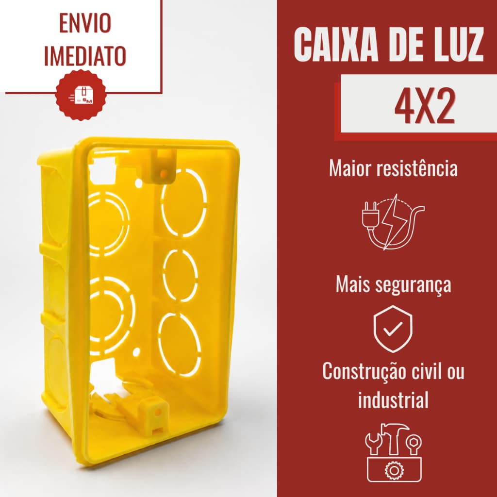 Kit 30 Caixa De Luz 4x2 Reforçada Embutir Parede Tomadas Interruptores Construção Reforma Elétrica