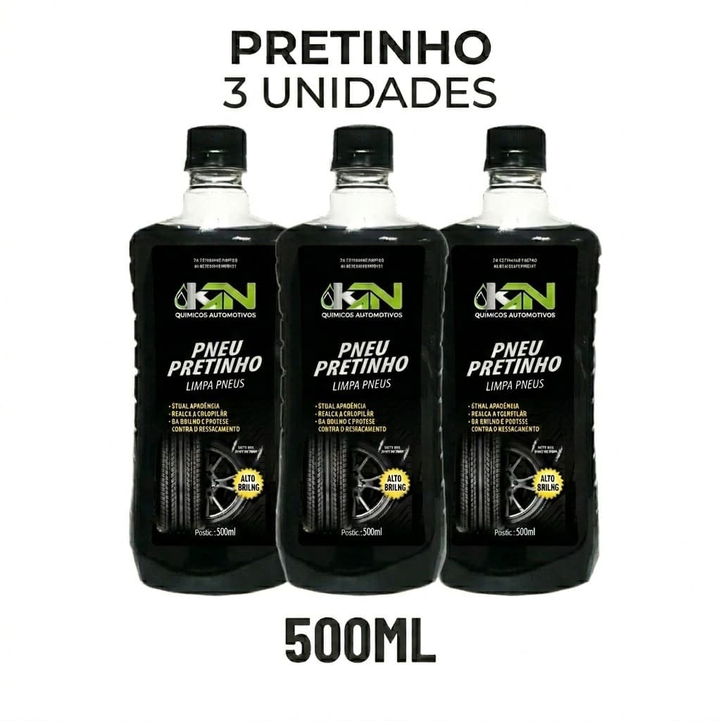 Kit 3/2/1 x Pneu Pretinho Kn 500ml Brilho Intenso e Duradouro Para carros/moto/utilitários Pneu