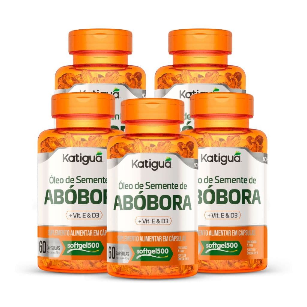 KIT Óleo de Semente de Abóbora Vitamina D3 e E 500mg 60 Cápsulas