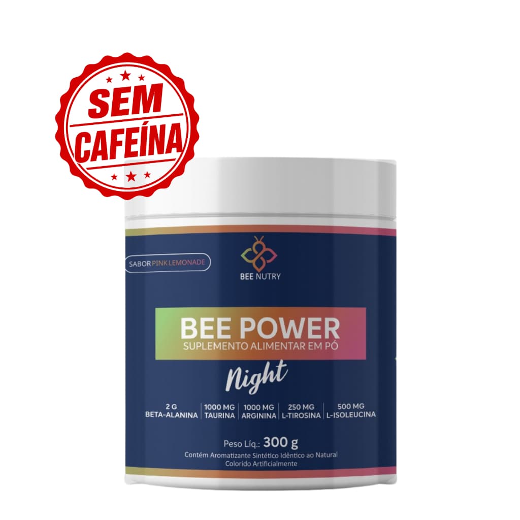 Pré-Treino Sem Cafeína Bee Power Night Bee Nutry Sabor Pink Lemonade – 300 g