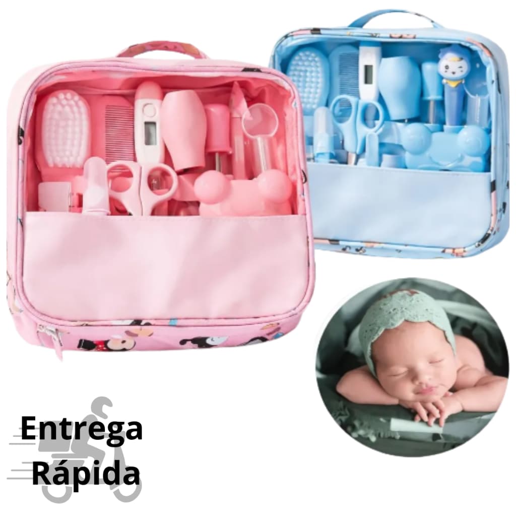 Kit Higiene Cuidado Bebê Recém Nascido Essencial Cuidados Com O Bebê Recém Cortador Escova Cabelo Pente Enxoval 13 peças