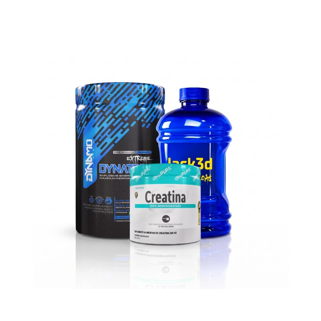 Kit Creatina 100% Pura 150g + Pré-Treino  Dynatron 630g + Galão Dynamo Labz
