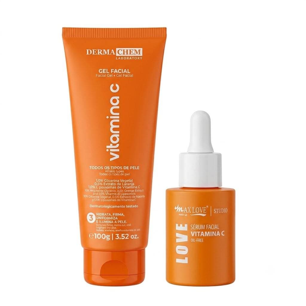 Kit Gel Anti Idade Vitamina C Dermachem 100g + Sérum Facial Vitamina C Max Love 30ml Skincare