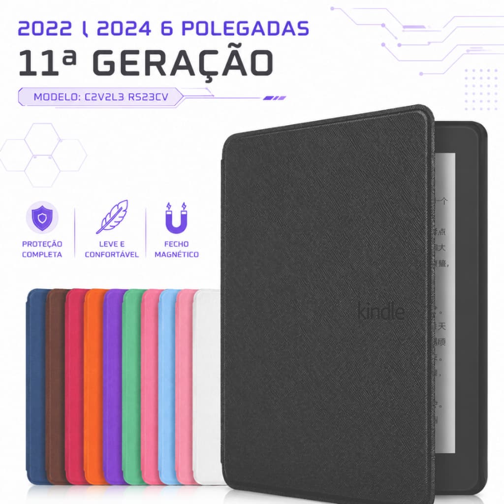 Capa Case Magnética Para Kindle 11 2024 (RS23CV) 2022 (C2v2l3) de 6 Polegadas