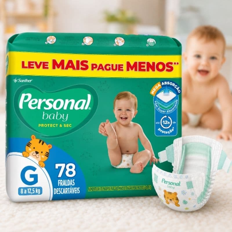 PERSONAL BABY - Fralda Protect & Sec Pacote Giga G - 78 Unidades