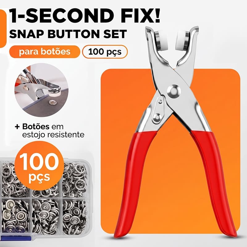 Alicate Aplicador com 100 Botões de Pressão de Metal Kit Completo para Roupas Costura e Artesanato DIY
