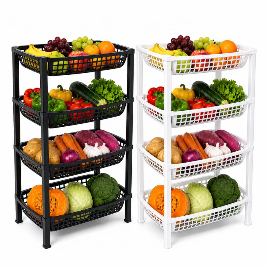 Fruteira de Chão Cesto 4 Andares Organizador Frutas Multiuso