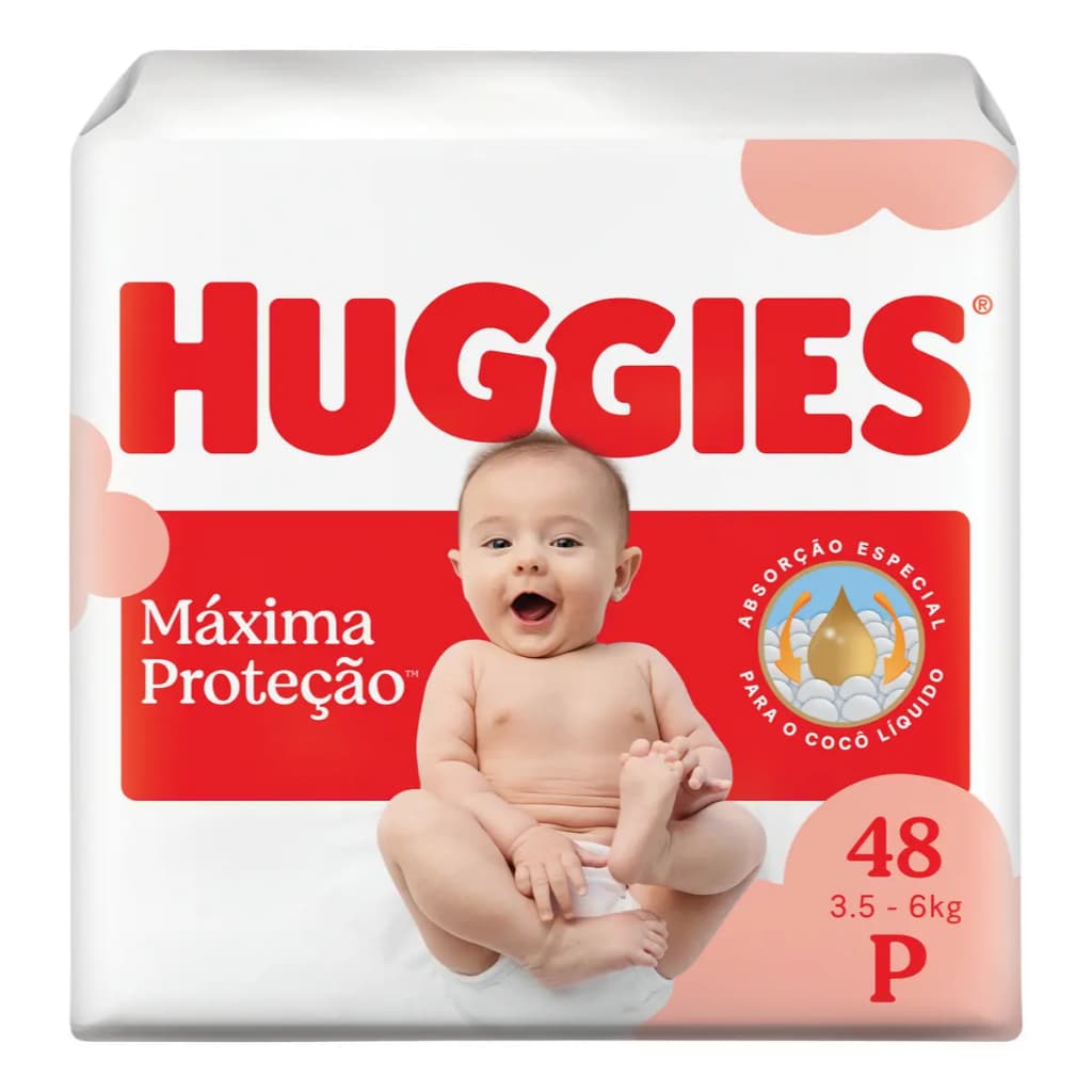 Huggies Fralda Descartável Máxima Proteção P - 48 Un Sem Gênero - unissex - fralda infantil