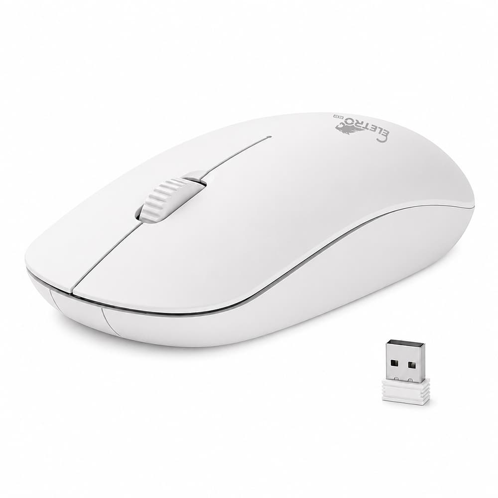 Mouse sem fio via Bluetooth + receptor 2.4 GHz, cores vibrantes, compatível com computador, notebook e celular.