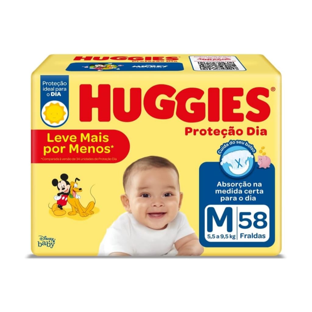Huggies Fralda Proteção Dia Tam. M  58 fraldas