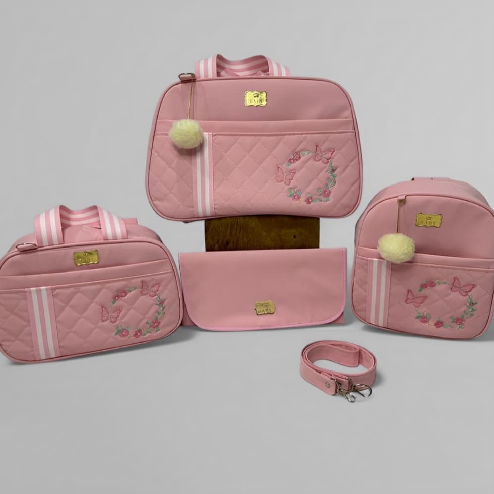 Kit Bolsas Maternidade 4 Peças Mochila Bebê Luxo Top Impermeáveis