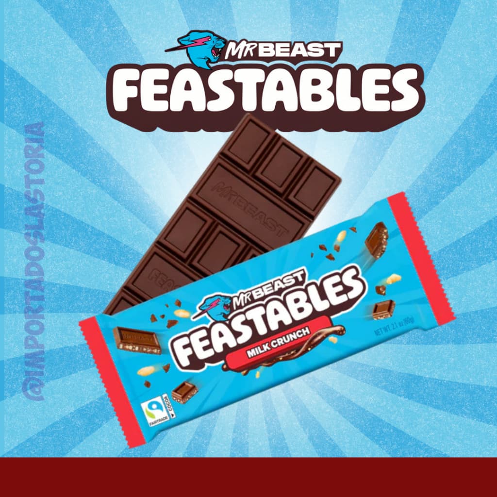 Chocolate MrBeast  Feastables Ao Leite Crocante 35g e 60g Original Importado Gourmet